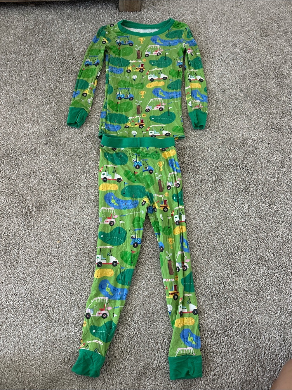 Little Sleepies Green Vehicle & Nature Print Pajama Set